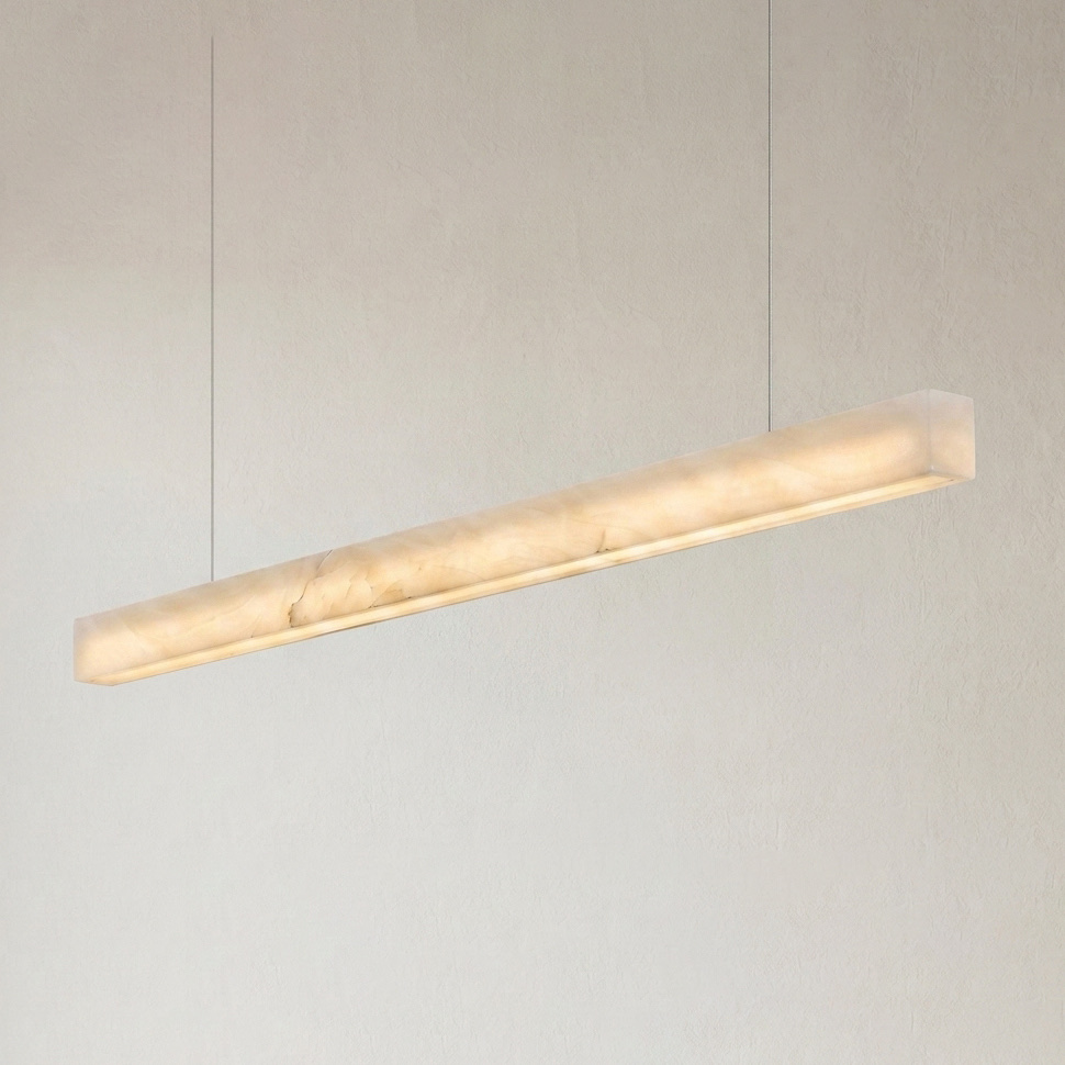 Linear translucent stone chandelier for a custom project